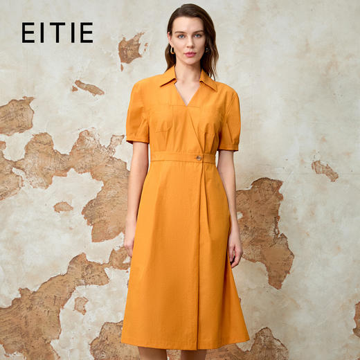 EITIE爱特爱通勤显瘦气质翻领收腰连衣裙夏新款8207950 商品图0