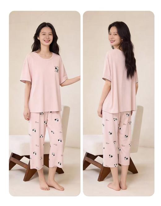 TZ竹纤维女士时尚胸垫款分体家居套（熊猫）2395 商品图2