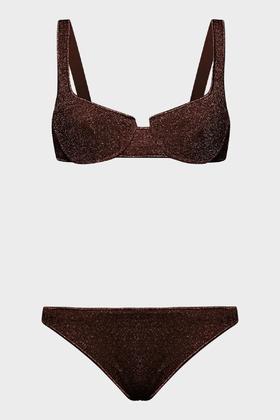 Oseree - Lumiere Balconette Two Piece - Chocolate - 女装 - 比基尼套装 - 巧克力色