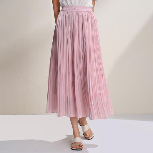 EITIE爱特爱垂坠飘逸流光纱裙A字压褶中长款半身裙2026夏季新款B2606218 商品图5