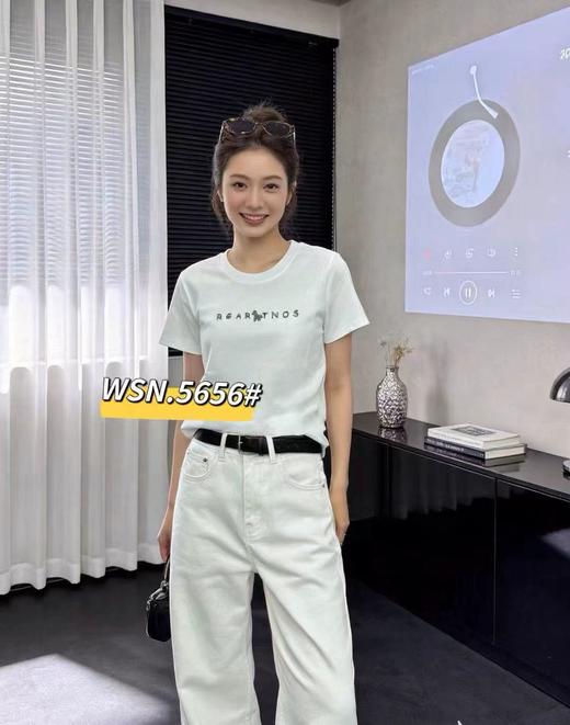 LS竹纤维女士时尚字母小马短袖5056 商品图0