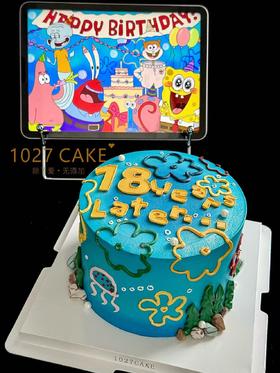 1027CAKE |  海绵宝宝 手绘（提前1-2天预订）