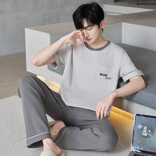 【初夏焕新】自然醒逸居男士家居服100%棉短套头三件套睡衣QH 商品图6