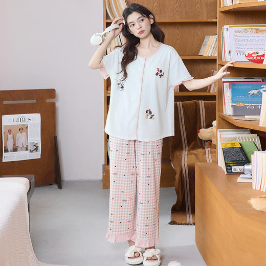 【限时秒杀】自然醒雪柔女士家居服（带胸垫）雪花棉短长裤开衫睡衣QH（不参与优惠券） 商品图2