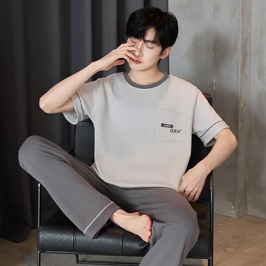 【初夏焕新】自然醒逸居男士家居服100%棉短套头三件套睡衣QH 商品图12