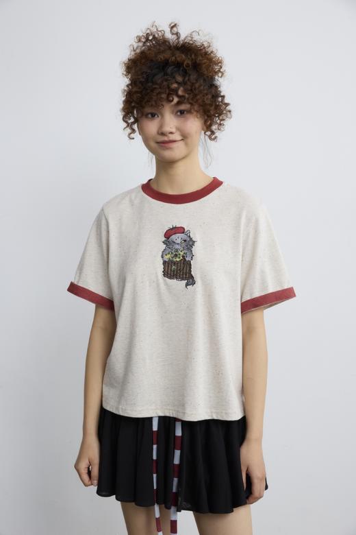 有钱小猫刺绣T恤 商品图0