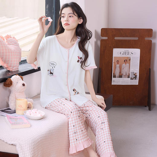 【限时秒杀】自然醒雪柔女士家居服（带胸垫）雪花棉短长裤开衫睡衣QH（不参与优惠券） 商品图4