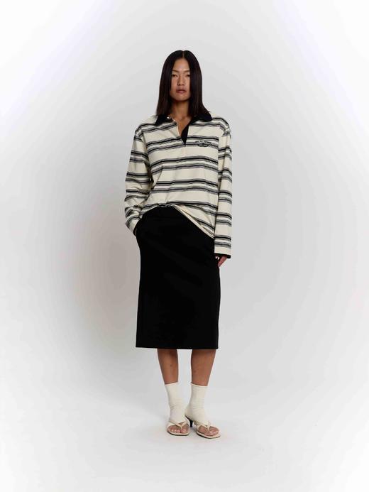 撞色领条纹长袖T 商品图0