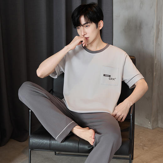 【初夏焕新】自然醒逸居男士家居服100%棉短套头三件套睡衣QH 商品图10