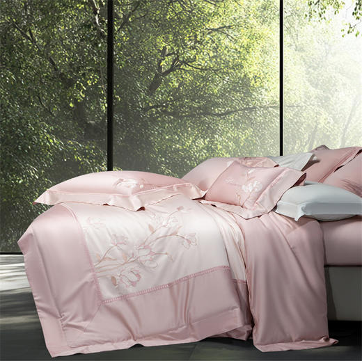 【初夏焕新】自然醒160支双股长绒棉高端绣花四件套高档全棉被套床单轻奢刺绣新疆棉被罩床上用品GDS 商品图0