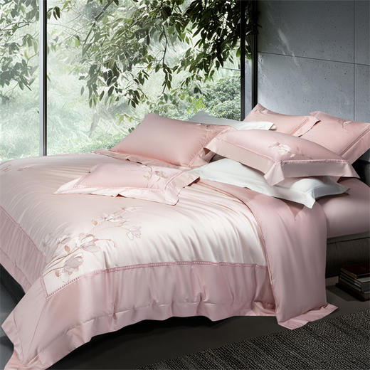 【初夏焕新】自然醒160支双股长绒棉高端绣花四件套高档全棉被套床单轻奢刺绣新疆棉被罩床上用品GDS 商品图4