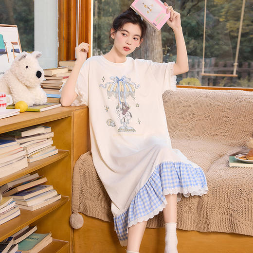 【会员日秒杀】自然醒絮眠女士家居服（带胸垫）雪花棉短袖裙睡衣QH（不参与优惠券） 商品图8