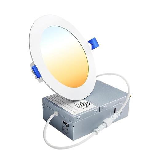 【单个装】可调光LED嵌入式灯 超薄无筒晶圆天花板灯 630LM高亮度 2700K-5000K 5CCT 9W 130V 商品图0