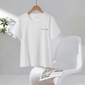 LS竹纤维女士时尚刺绣圆领半袖2720