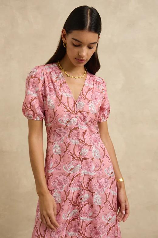 Hannah Artwear - Olivia Dress Hp - Hibiscus-pink - 女装 - 连身裙 - 粉色花纹 商品图2