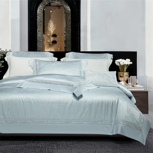 【初夏焕新】自然醒高精密臻丝缎提花四件套全棉纯棉刺绣简奢被套床单四季通用床品GDS 商品图2