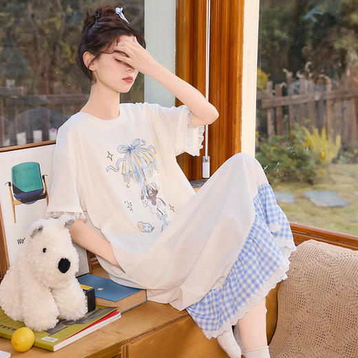 【会员日秒杀】自然醒絮眠女士家居服（带胸垫）雪花棉短袖裙睡衣QH（不参与优惠券） 商品图10