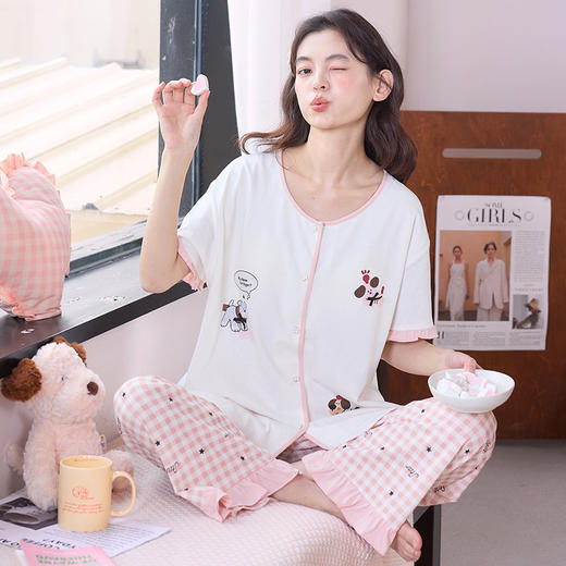 【限时秒杀】自然醒雪柔女士家居服（带胸垫）雪花棉短长裤开衫睡衣QH（不参与优惠券） 商品图8