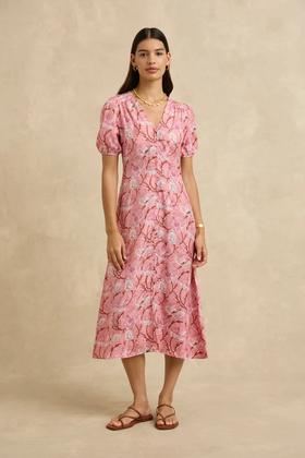 Hannah Artwear - Olivia Dress Hp - Hibiscus-pink - 女装 - 连身裙 - 粉色花纹