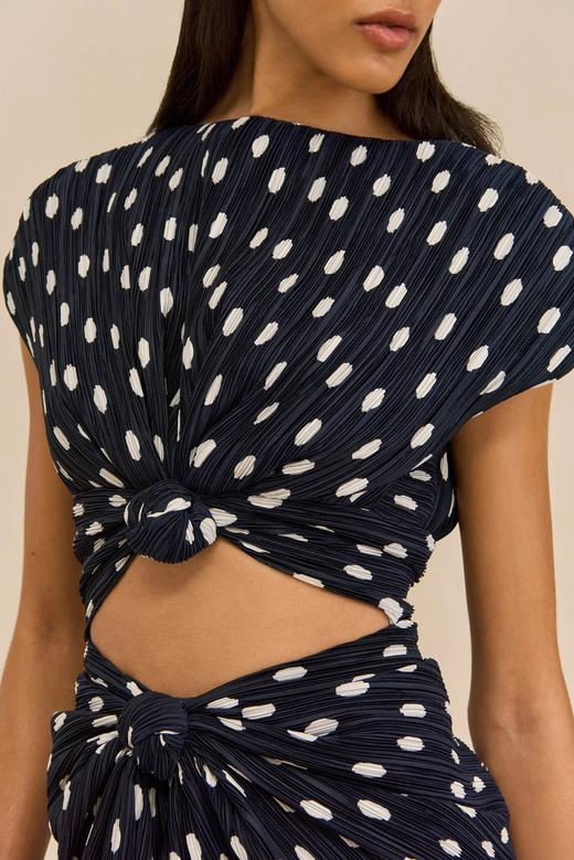 Cult Gaia - Aira - Small Dot Deep Lake - 女装 - 连身裙 - 蓝黑色波点 商品图4