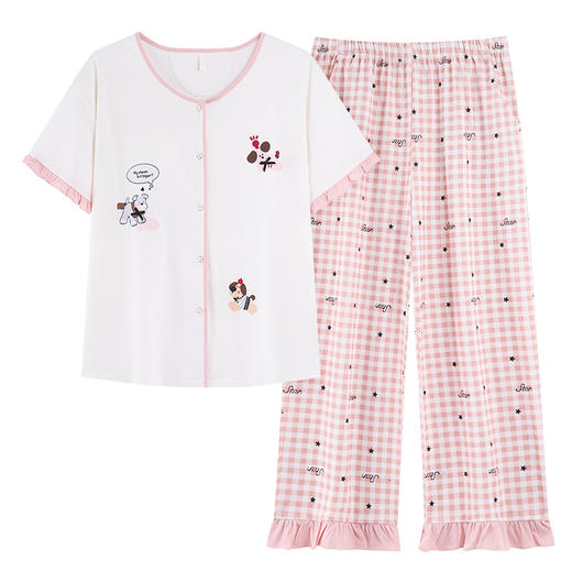 【限时秒杀】自然醒雪柔女士家居服（带胸垫）雪花棉短长裤开衫睡衣QH（不参与优惠券） 商品图13