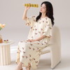 自然醒月半夏季（带胸垫）韩版中长款冰丝睡裙女款短袖连衣裙家居服可外穿QH 商品缩略图9
