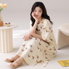 自然醒月半夏季（带胸垫）韩版中长款冰丝睡裙女款短袖连衣裙家居服可外穿QH 商品缩略图11