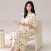 自然醒月半夏季（带胸垫）韩版中长款冰丝睡裙女款短袖连衣裙家居服可外穿QH 商品缩略图8