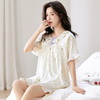 自然醒梵花云朵棉（带胸垫）睡衣女款夏季短袖短裤薄款花边甜美风女士家居服QH 商品缩略图3