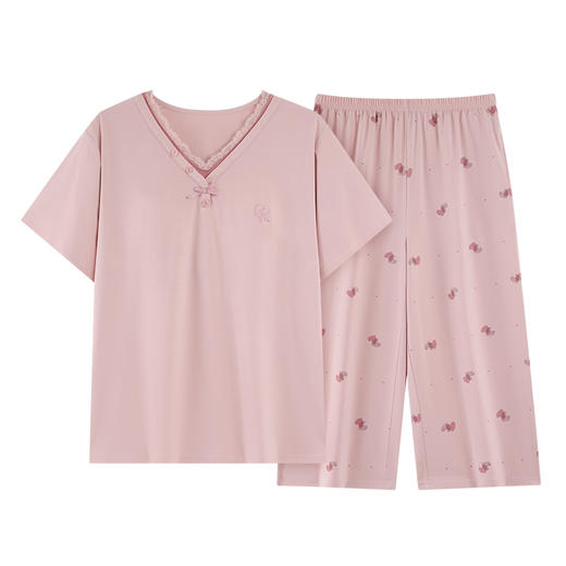 【初夏焕新】自然醒沁柔女士家居服（带胸垫）莱赛尔棉短七分裤睡衣QH 商品图13