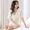 自然醒梵花云朵棉（带胸垫）睡衣女款夏季短袖短裤薄款花边甜美风女士家居服QH 商品缩略图6