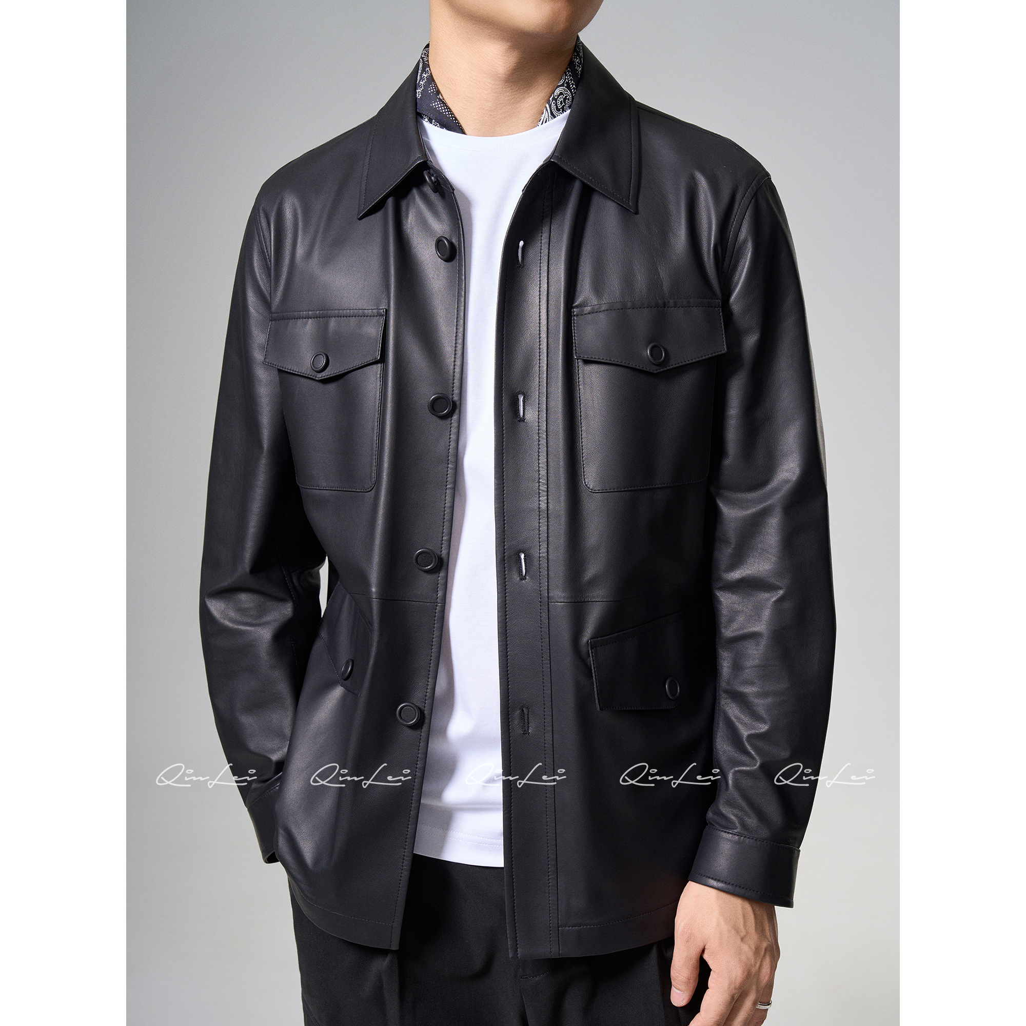 男装「多口袋」100绵羊皮柔软顺滑皮衣LL-WLPY00052 O4商品图5