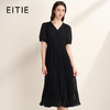 EITIE爱特爱法式优雅显瘦V领收腰百褶垂坠连衣裙夏季新款8207959 商品缩略图0