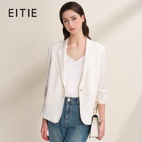 EITIE爱特爱夏新款气质干练通勤抽褶七分袖修身西装外套7803510