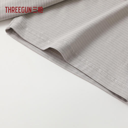 Threegun三枪 莱赛尔隐条圆领短袖短裤男家居套-T80141D01 商品图3