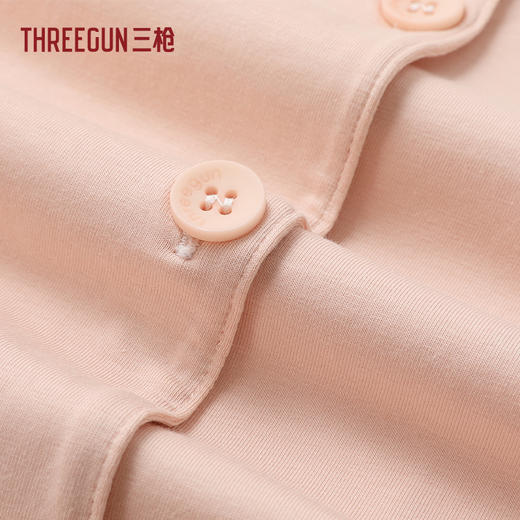 Threegun三枪 冰泉棉翻领开襟长袖长裤女家居套-T80145D02 商品图3