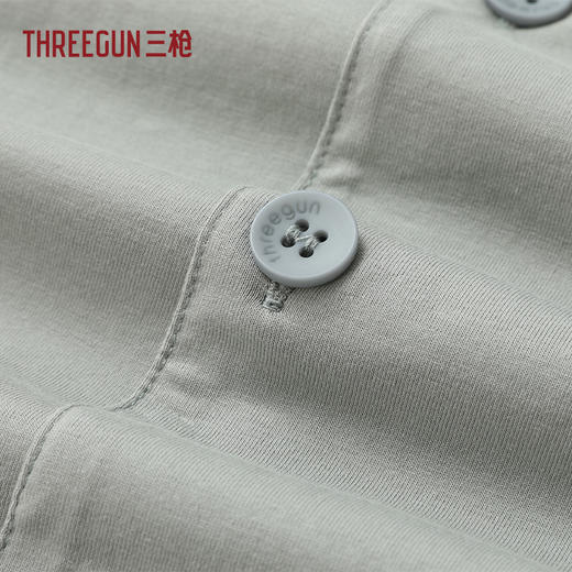 Threegun三枪 冰泉棉翻领开襟长袖长裤男家居套-T80133D02 商品图4