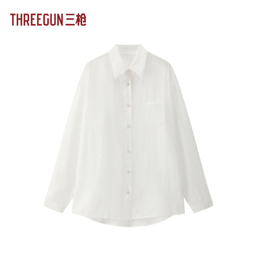 Threegun三枪 莱赛尔翻领女衬衫-T80132A01 商品图0