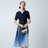 EITIE爱特爱夏新款时尚通勤假两件收腰百褶拼接渐变西装连衣裙7707429 商品缩略图2
