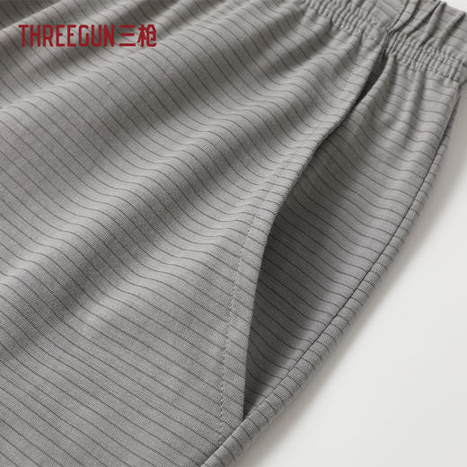 Threegun三枪 莱赛尔隐条圆领短袖短裤男家居套-T80141D01 商品图8