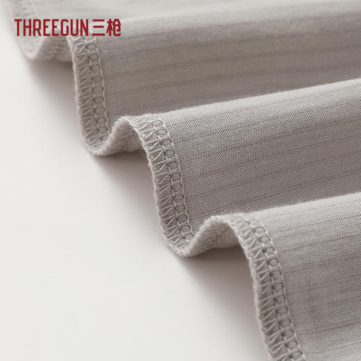 Threegun三枪 莱赛尔隐条圆领短袖短裤男家居套-T80141D01 商品图5