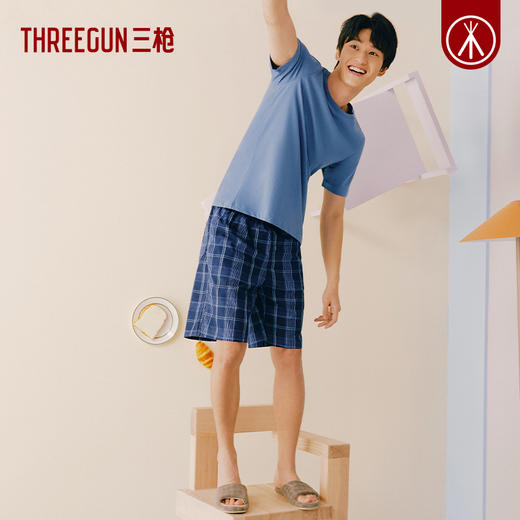 Threegun三枪 【机织布】男士沙滩裤家居短裤-50129B411 商品图4