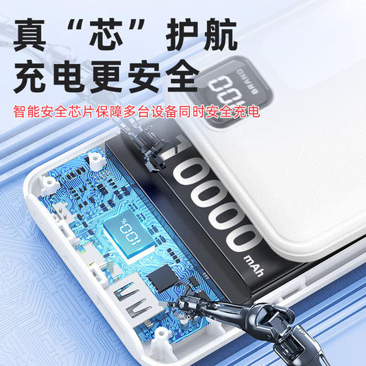 纽曼 10000毫安大容量三合一超薄小巧便携自带线超级快充移动电源 KC10 商品图4