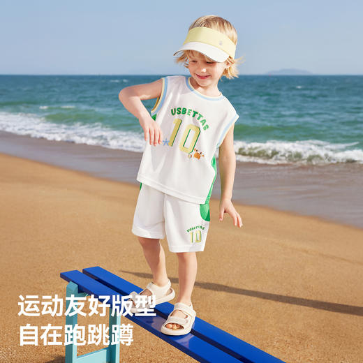 贝肽斯男童背心套装2026夏季新款儿童运动篮球服宝宝透气短袖短裤 商品图9