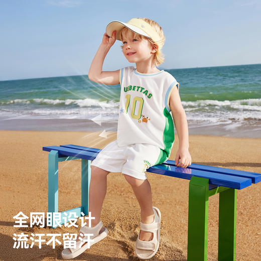 贝肽斯男童背心套装2026夏季新款儿童运动篮球服宝宝透气短袖短裤 商品图7
