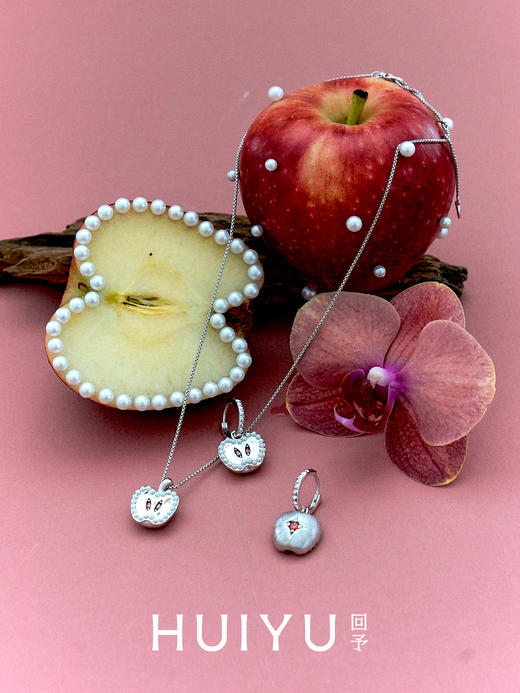 一颗顺梨双面拉丝耳环-银 商品图0