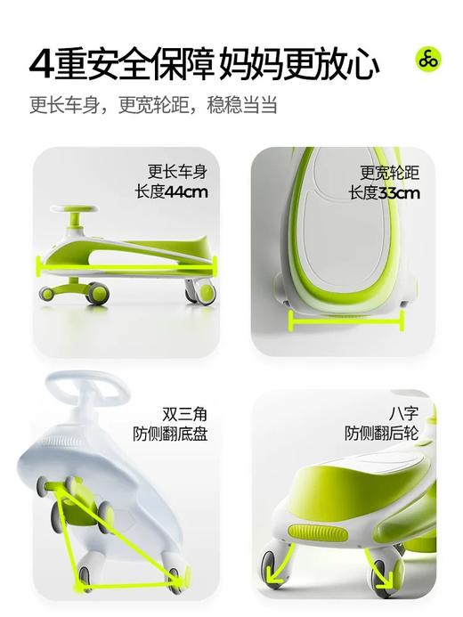 酷骑扭扭车儿童1岁到3岁宝宝大人可坐双人防侧翻婴儿溜溜车摇摇车 商品图3