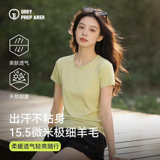 灰壳美利奴羊毛速干衣女户外徒步登山排汗透气短袖美丽诺运动T恤 商品图0