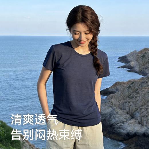 灰壳美利奴羊毛速干衣女户外徒步登山排汗透气短袖美丽诺运动T恤 商品图3