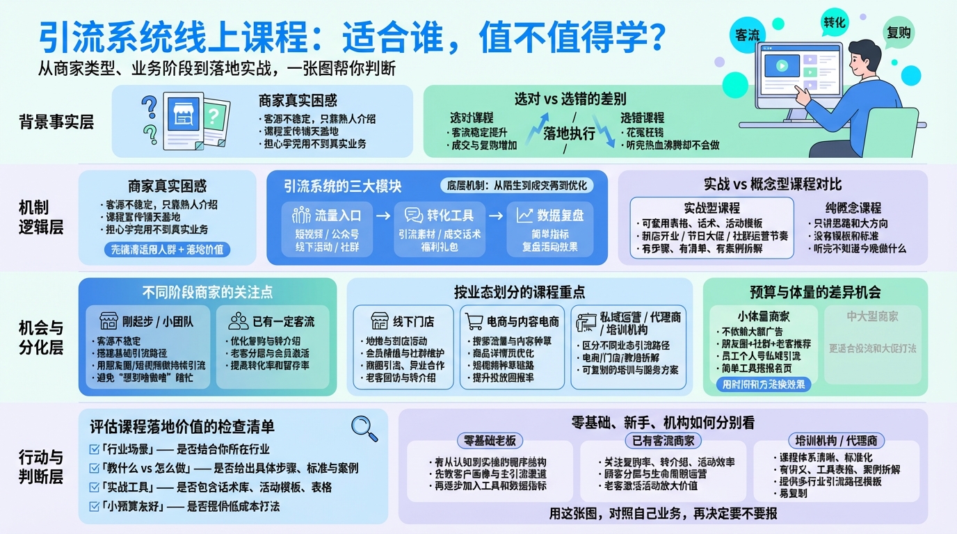 哪些类型的商家更适合学引流系统线上课程？
